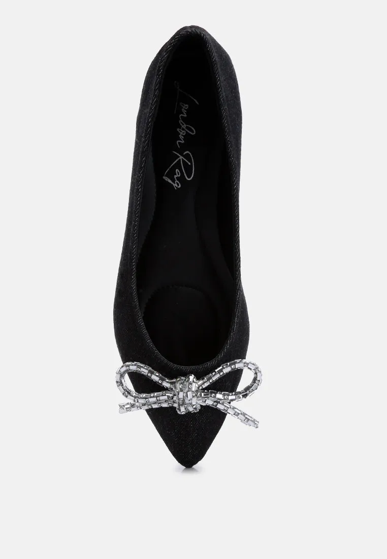 Embellished Bow Detail Ballet Flats By RAG
