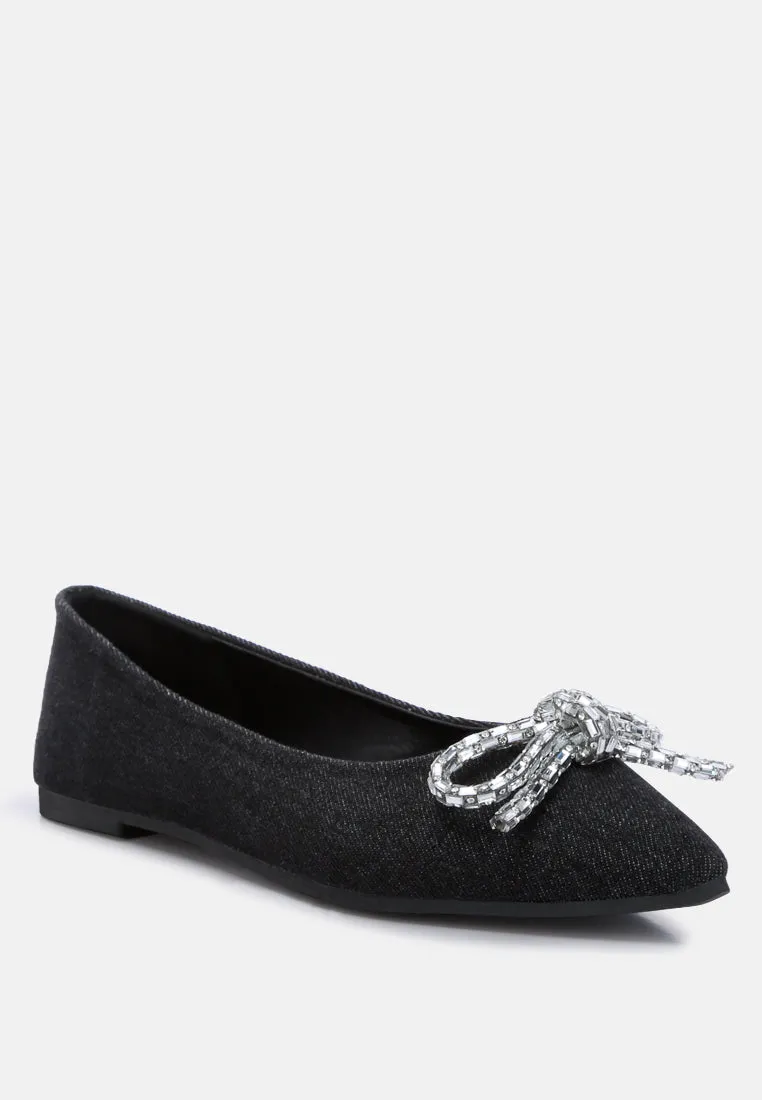 Embellished Bow Detail Ballet Flats By RAG