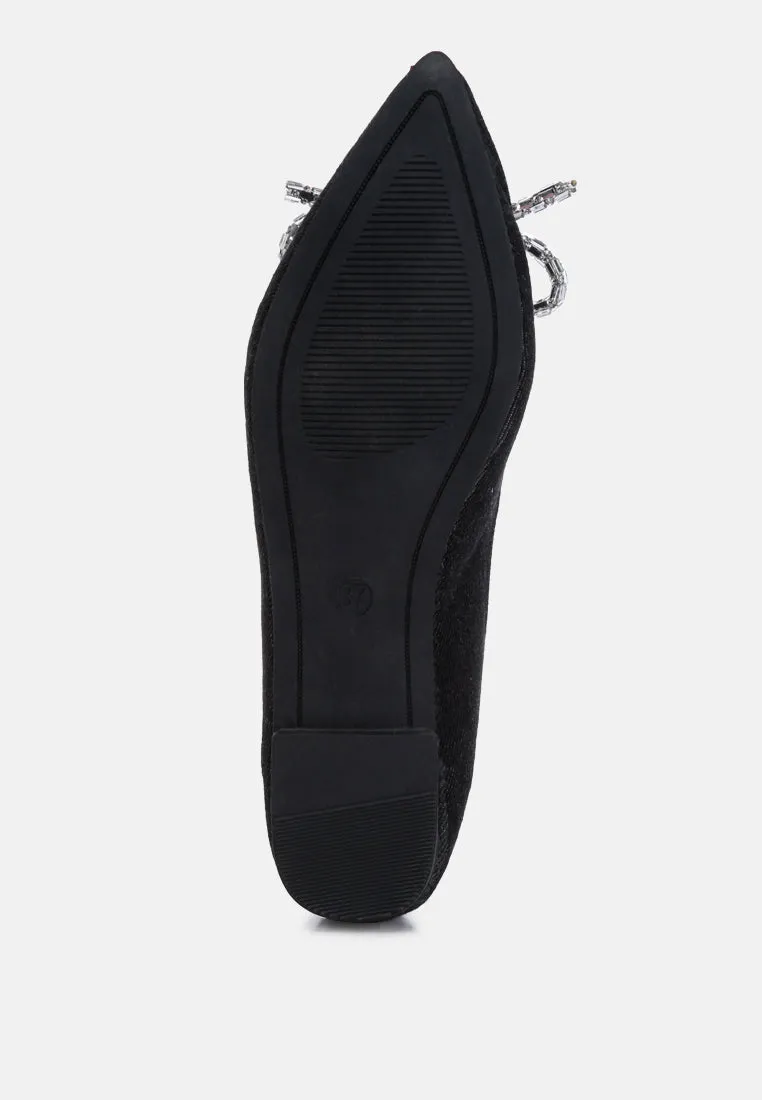 Embellished Bow Detail Ballet Flats By RAG
