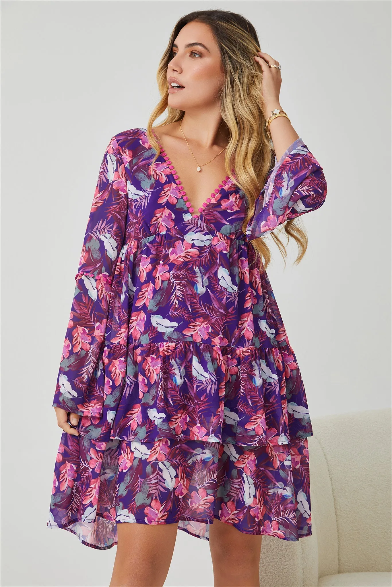 Emilla Dress - Purple Rainforest