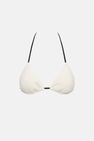 Essential Rib Contrast Slide Tri Top Creme