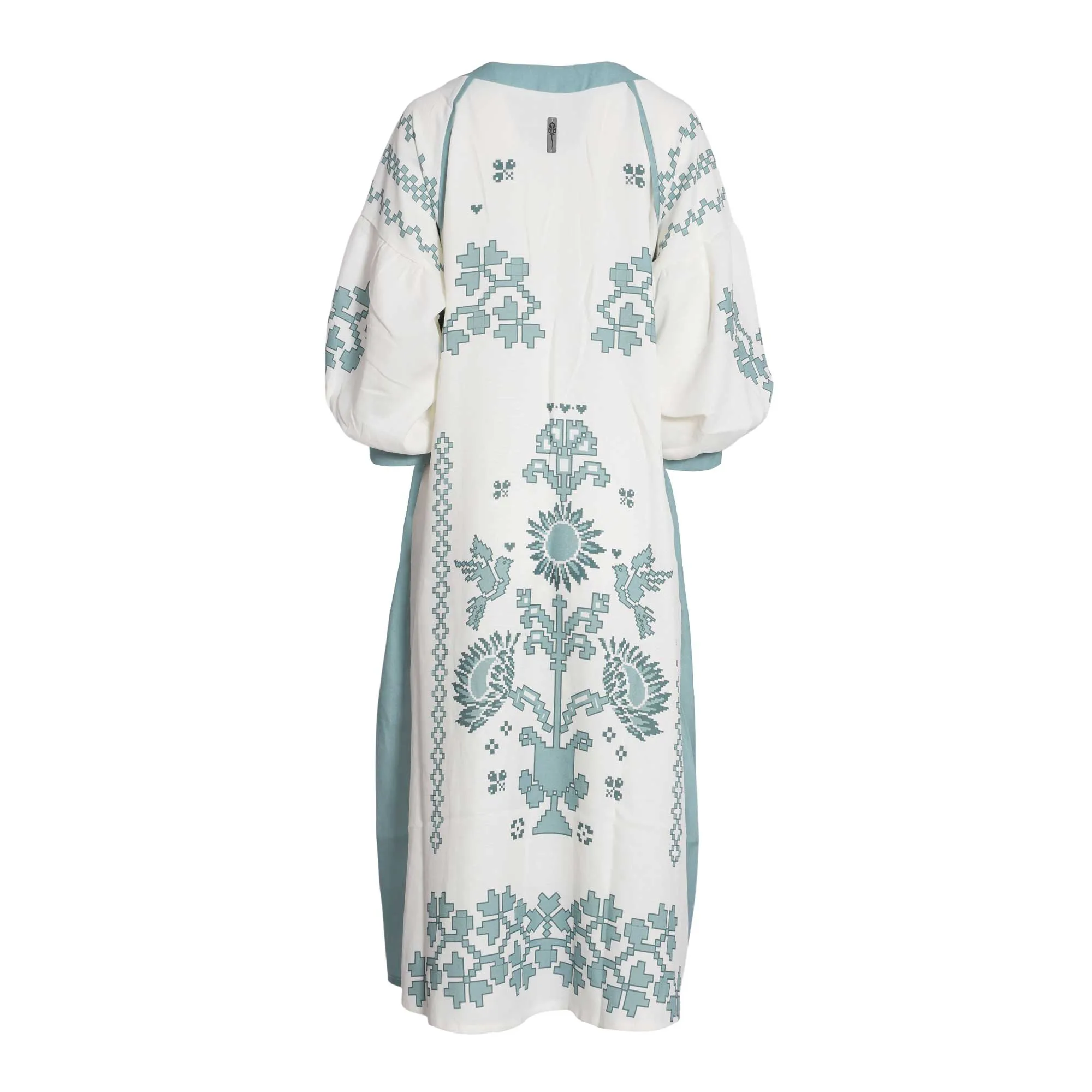 Fahm Off-white/Green Dress, Free Size