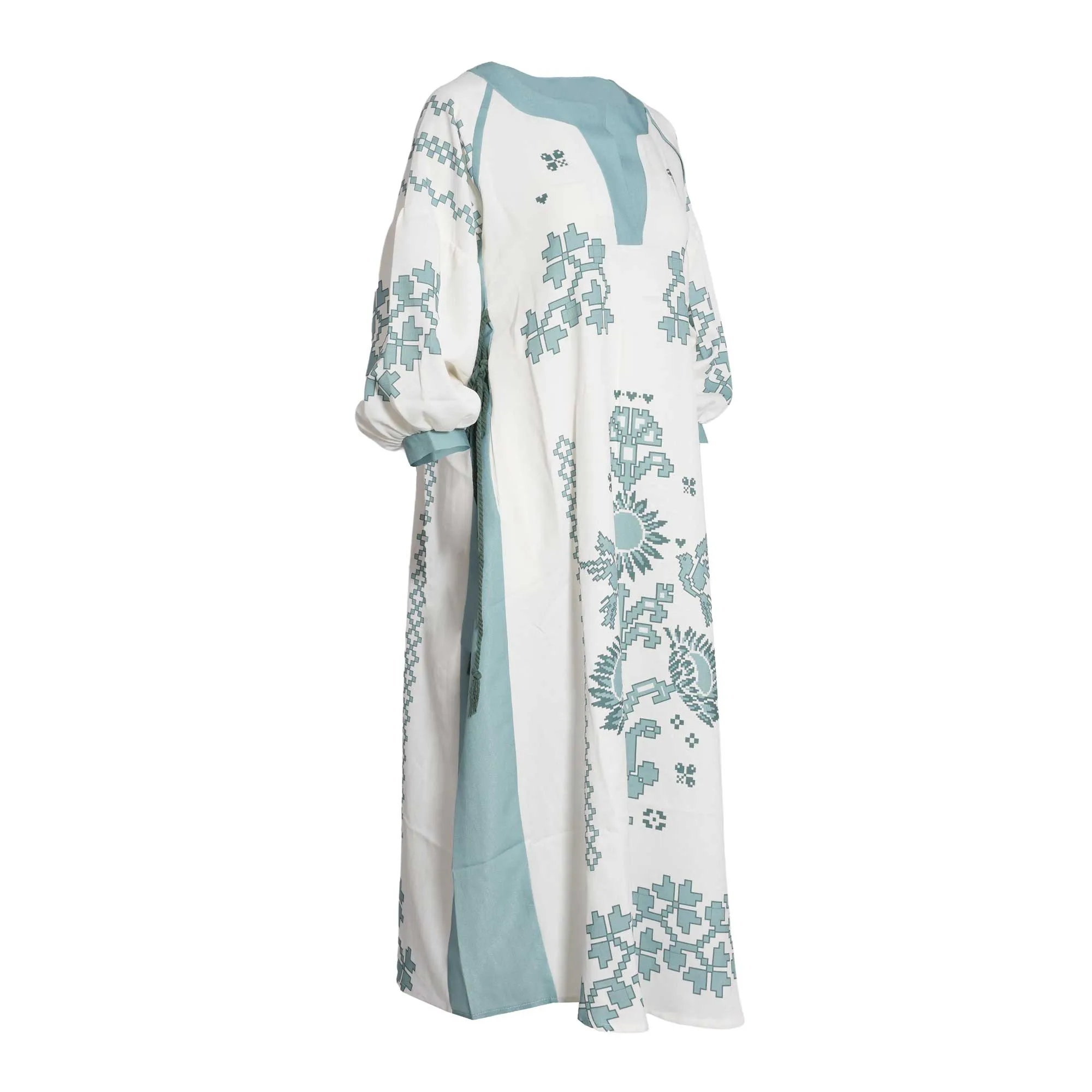 Fahm Off-white/Green Dress, Free Size