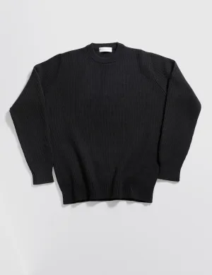 FINAL SALE: Merino Cashmere Fisherman Sweater - Black
