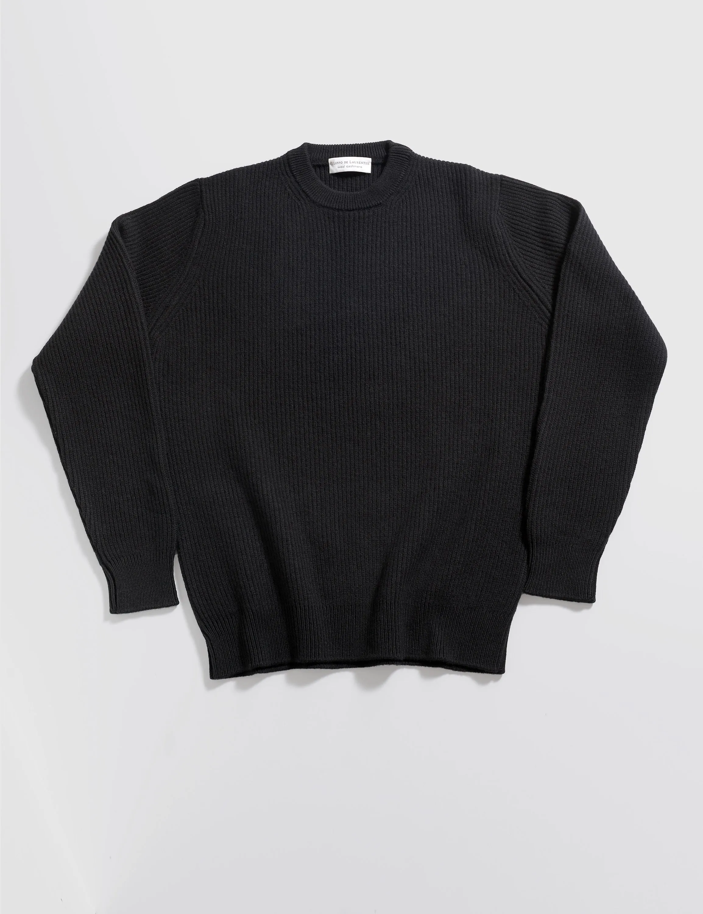 FINAL SALE: Merino Cashmere Fisherman Sweater - Black
