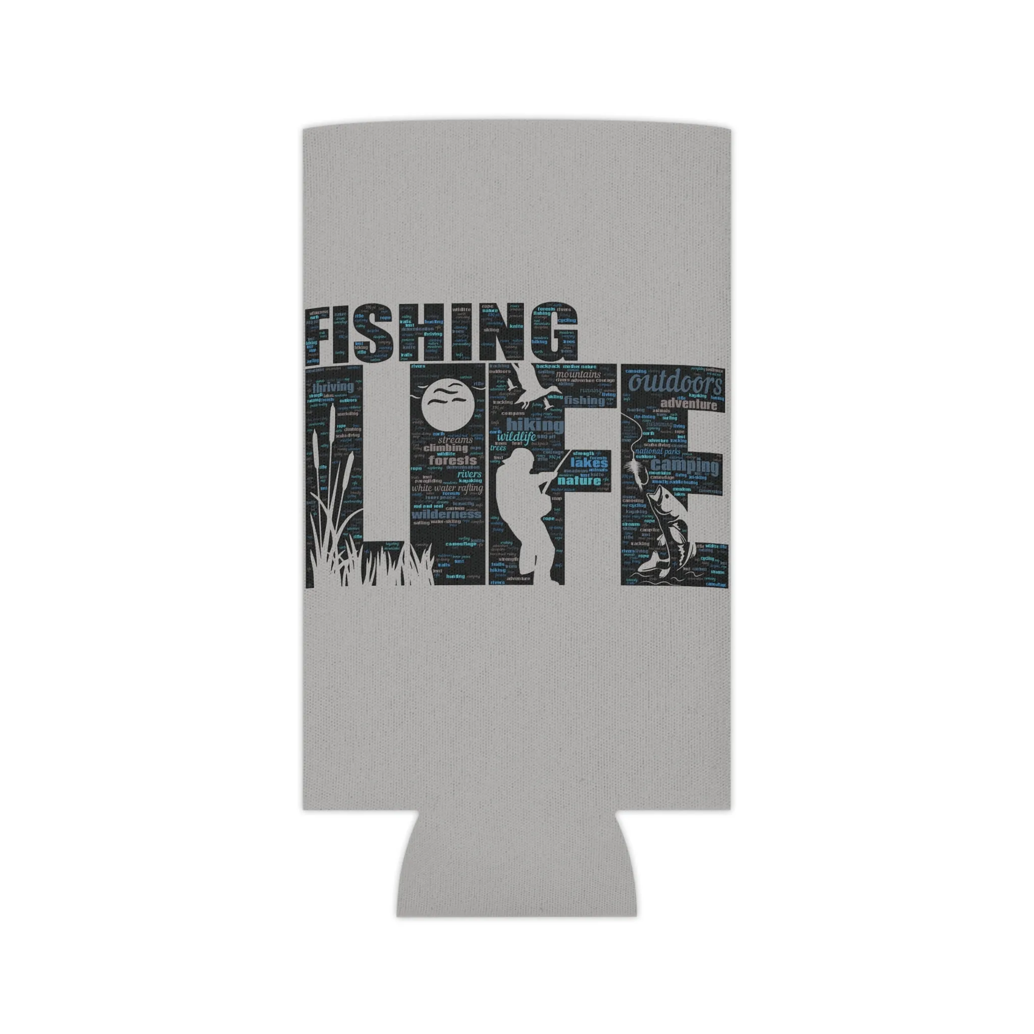 Fishing Life Word Art Design Can Coozy