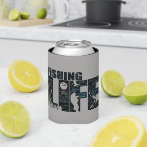 Fishing Life Word Art Design Can Coozy