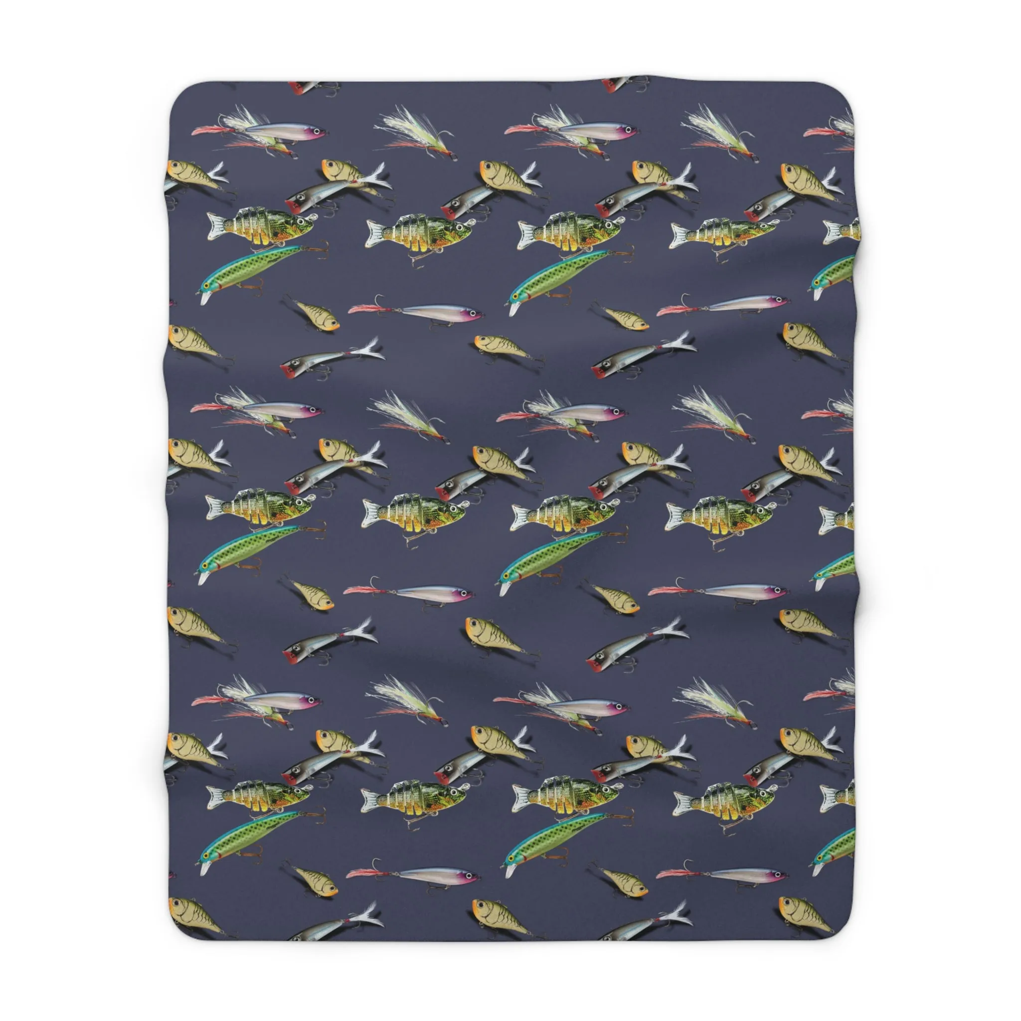 Fishing Lure Fish Print Sherpa Fleece Sofa Blanket - Saiko Studio
