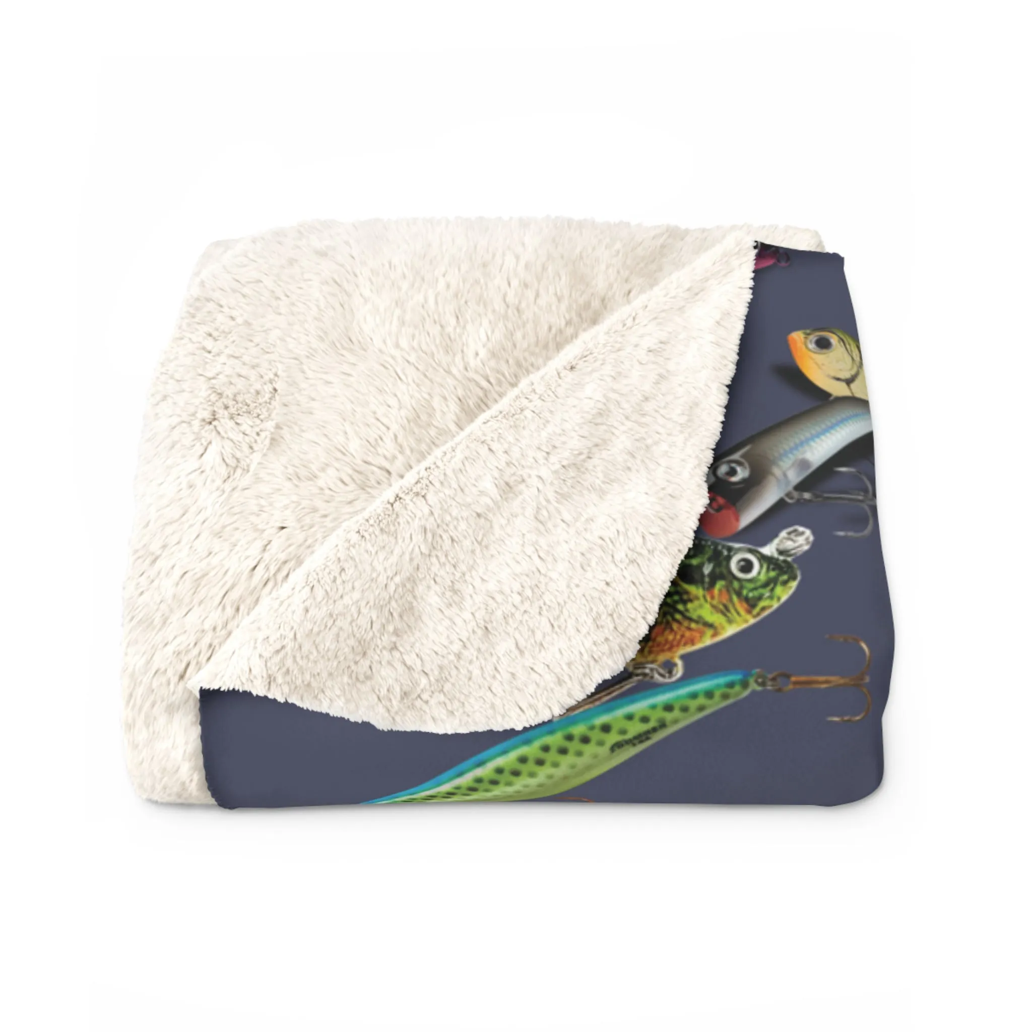 Fishing Lure Fish Print Sherpa Fleece Sofa Blanket - Saiko Studio
