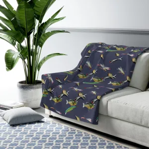 Fishing Lure Fish Print Sherpa Fleece Sofa Blanket - Saiko Studio
