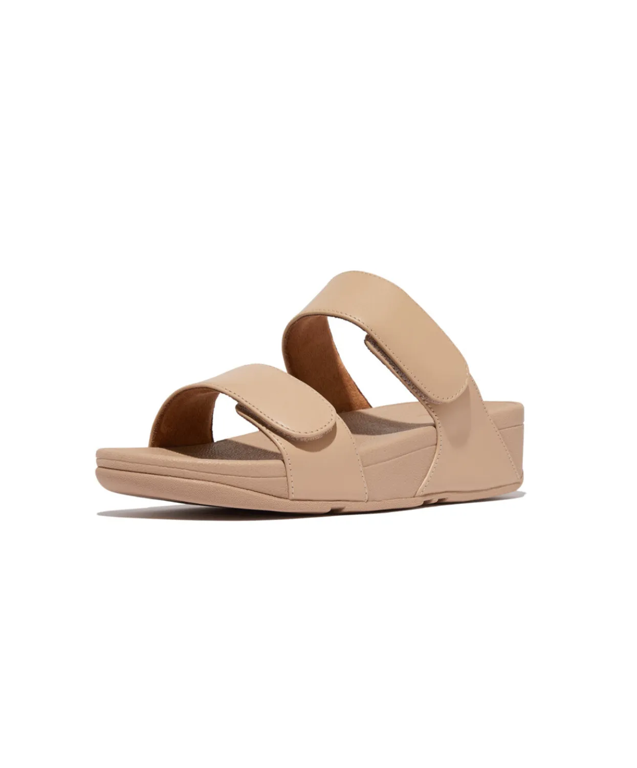 Fitflop Lulu Leather Velcro Adjustable Slide Beige