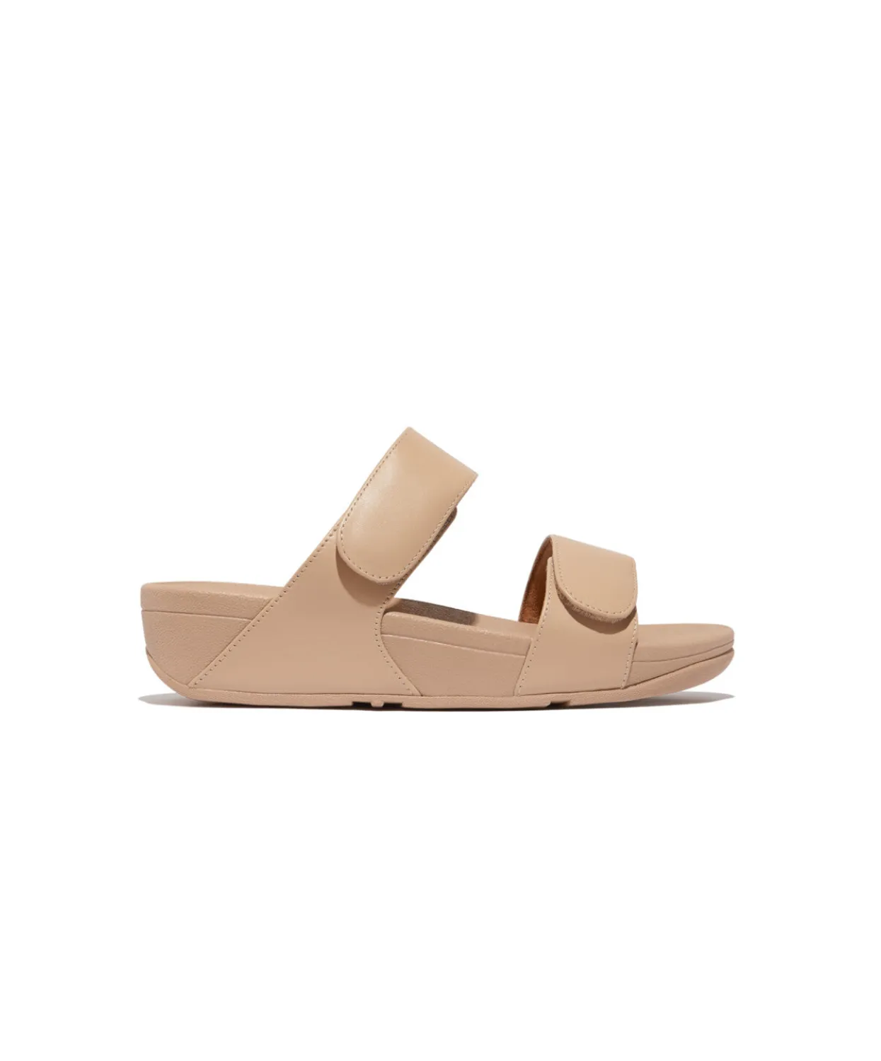 Fitflop Lulu Leather Velcro Adjustable Slide Beige