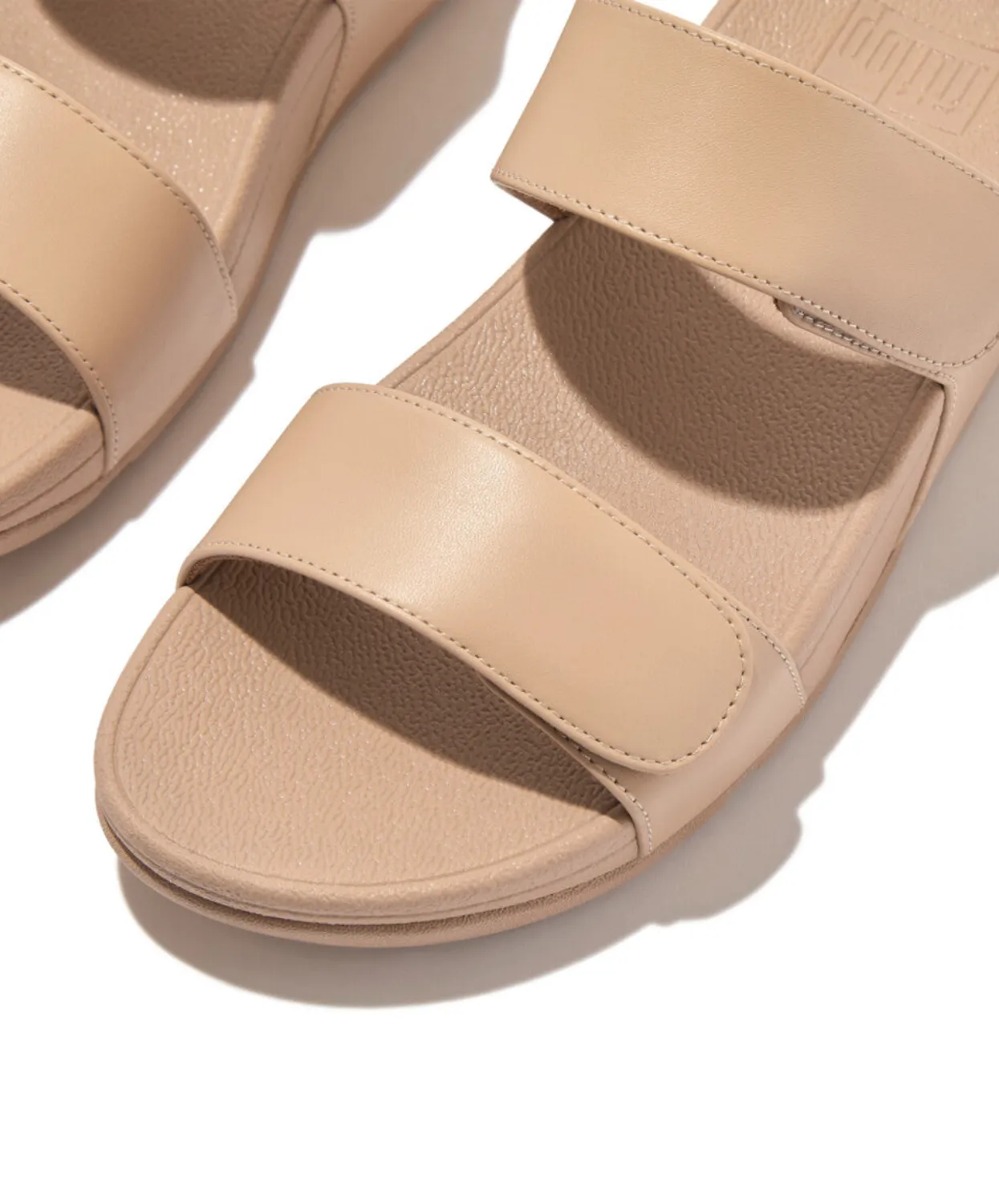 Fitflop Lulu Leather Velcro Adjustable Slide Beige