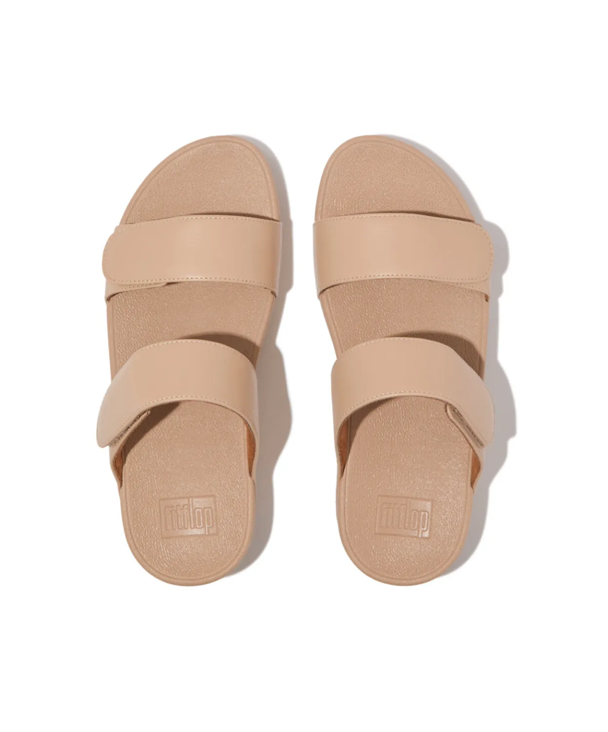 Fitflop Lulu Leather Velcro Adjustable Slide Beige
