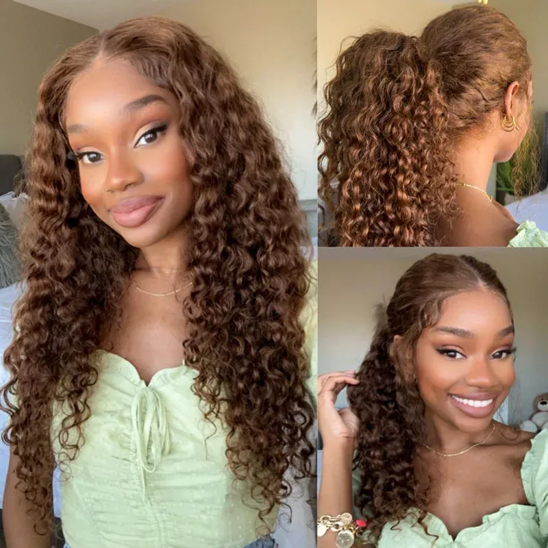 Flash Sale Chocolate Brown Upgrade Invisi-Strap Snug Fit 360 Skin Lace Wig Pre-Cut Lace  & Pre-Bleached Knots Cozy Glueless Wig