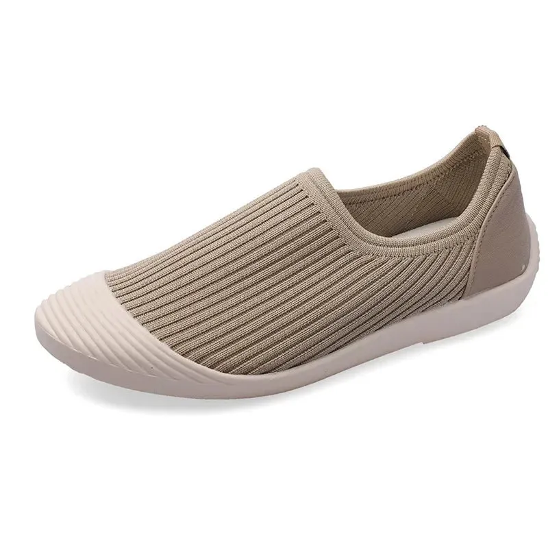 Flat Bottom Women Shoes Knitting Casual Flat Shoes Breathable Mesh Woman Designers Shoes Light Lady Ballets Flats Tenis De Mujer