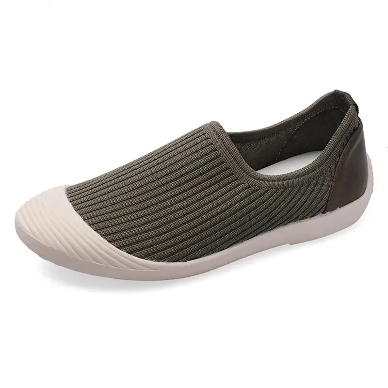 Flat Bottom Women Shoes Knitting Casual Flat Shoes Breathable Mesh Woman Designers Shoes Light Lady Ballets Flats Tenis De Mujer