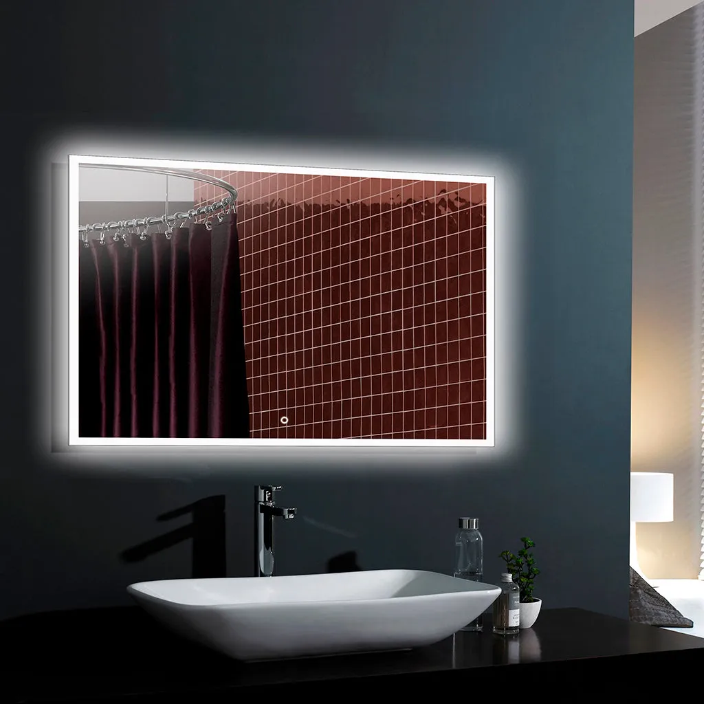 Flat Led Vanity Mirror - Wall Mount - 39" Glass/Aluminum