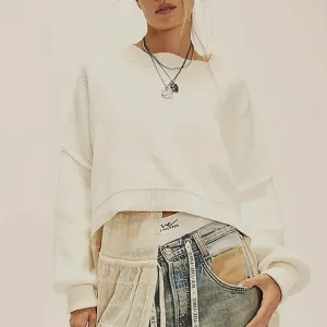 Free People Easy Street Cropped Baggy Sweater Fishermancore Cottagecore  Size XS