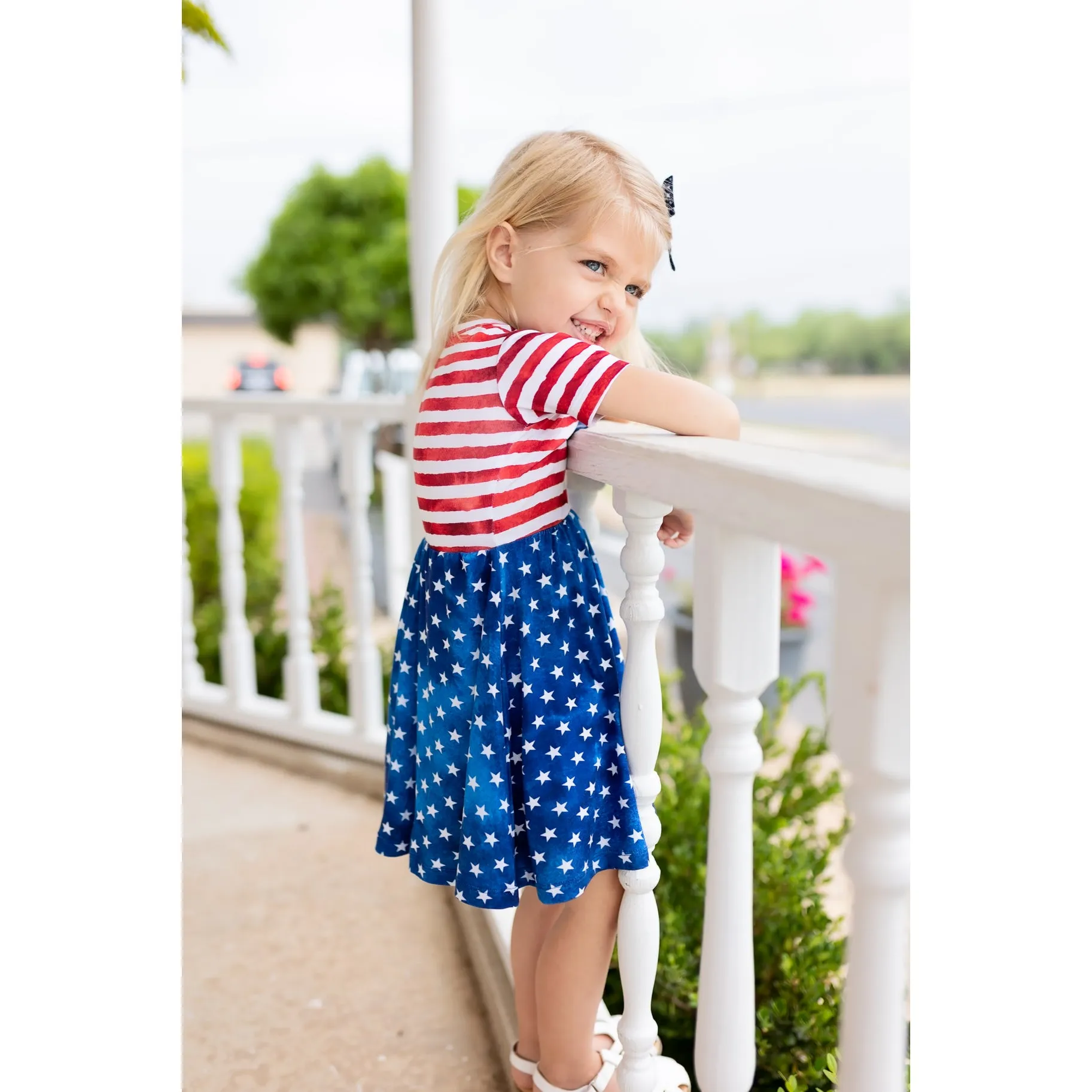 Gigi and Max Tie Dye Stars & Stripes Ruffle Tutu Dress