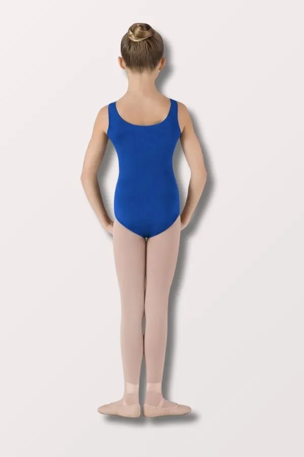 Girls Basic Round Neck Tank Leotard - Royal Blue