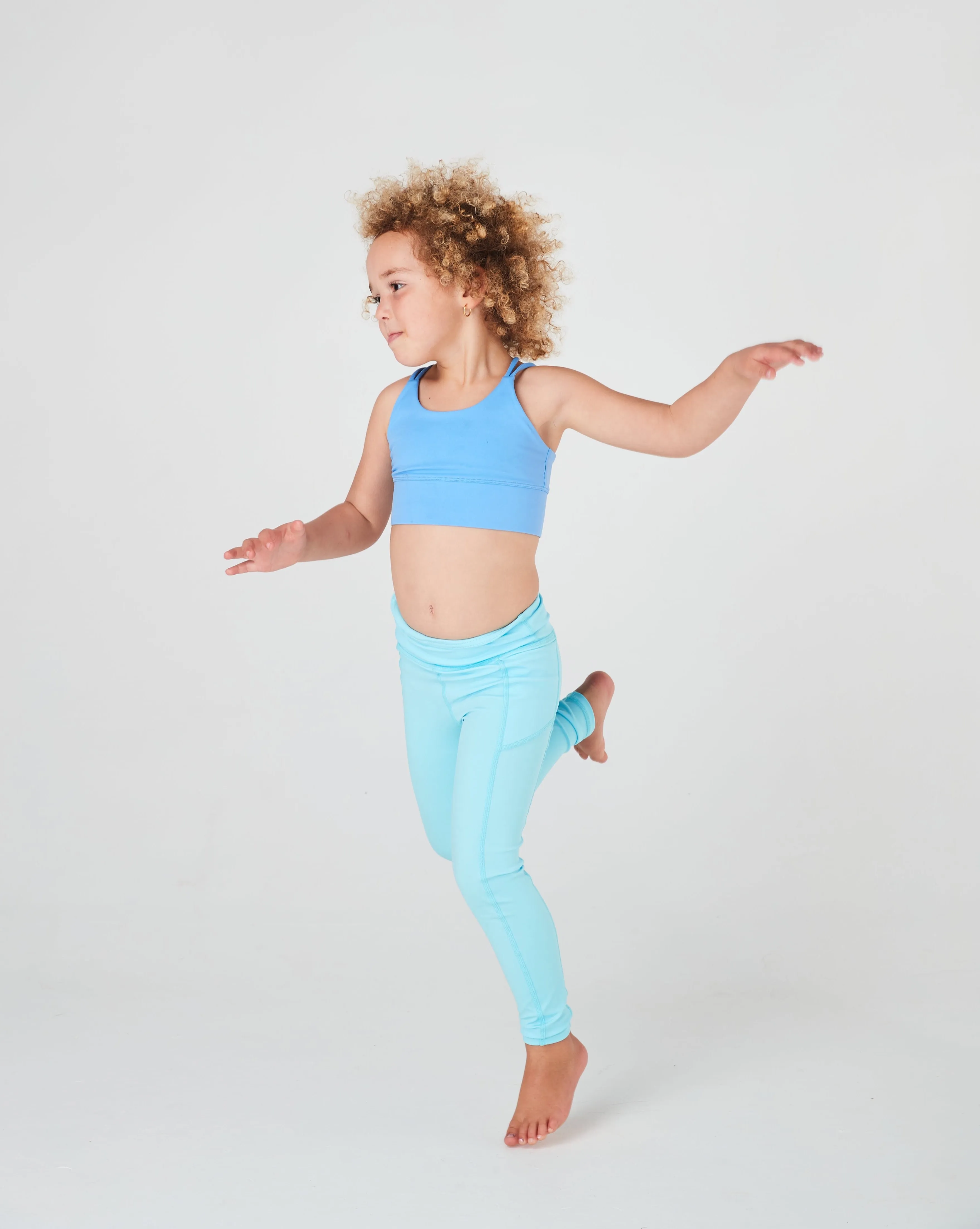 Girls Ice Blue Long Leggings