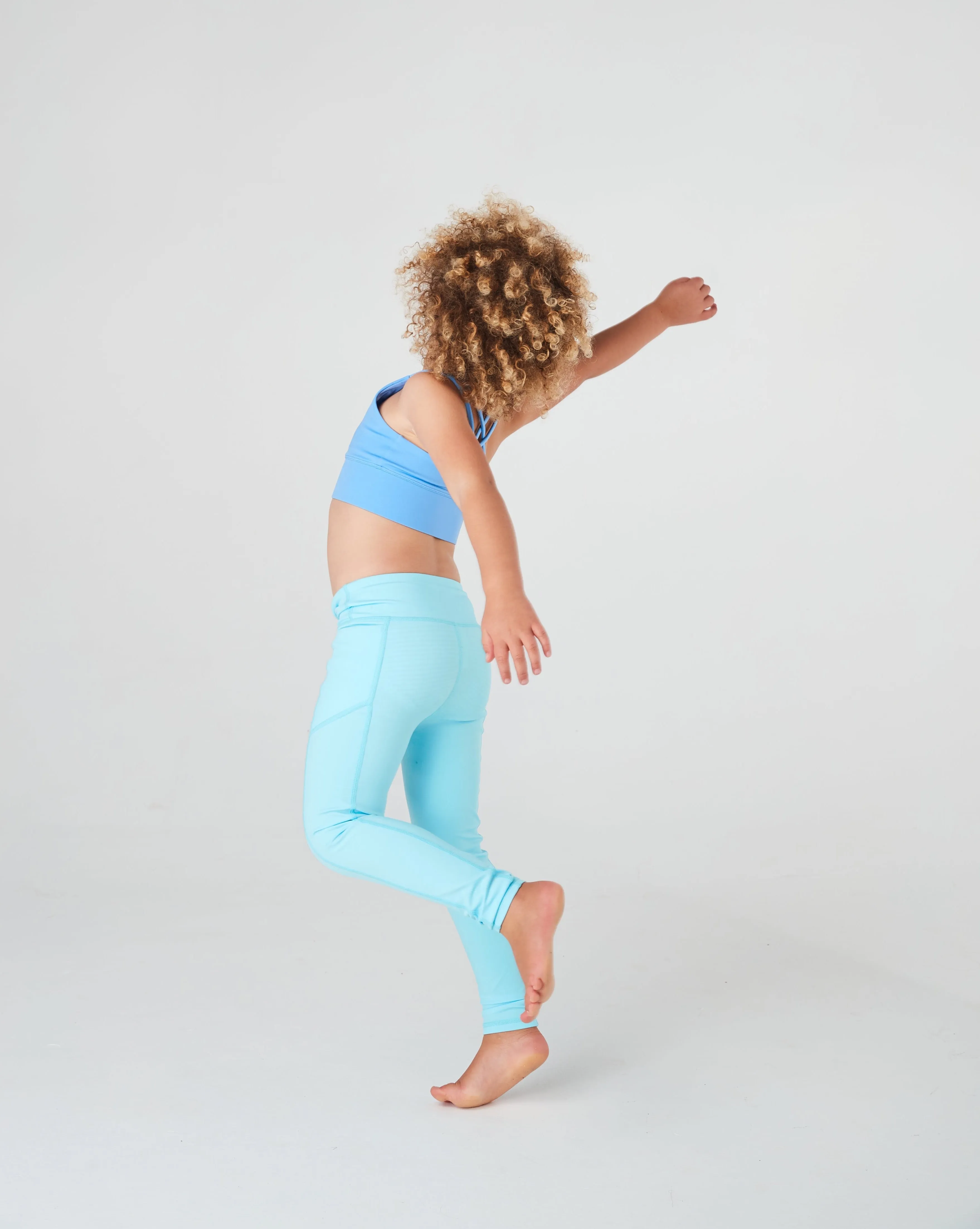 Girls Ice Blue Long Leggings