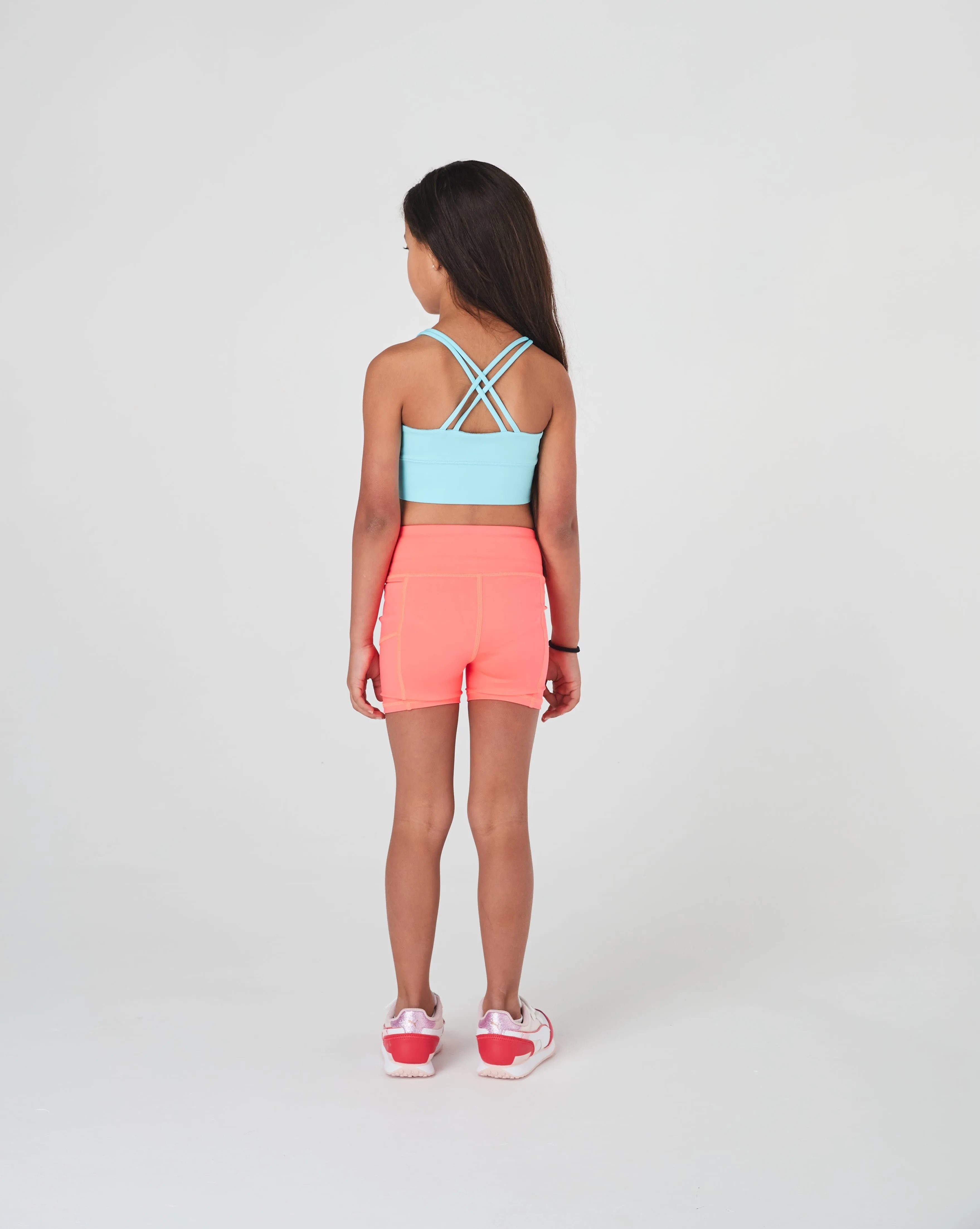 Girls Ice Blue Pretty Cross Back Crop Top