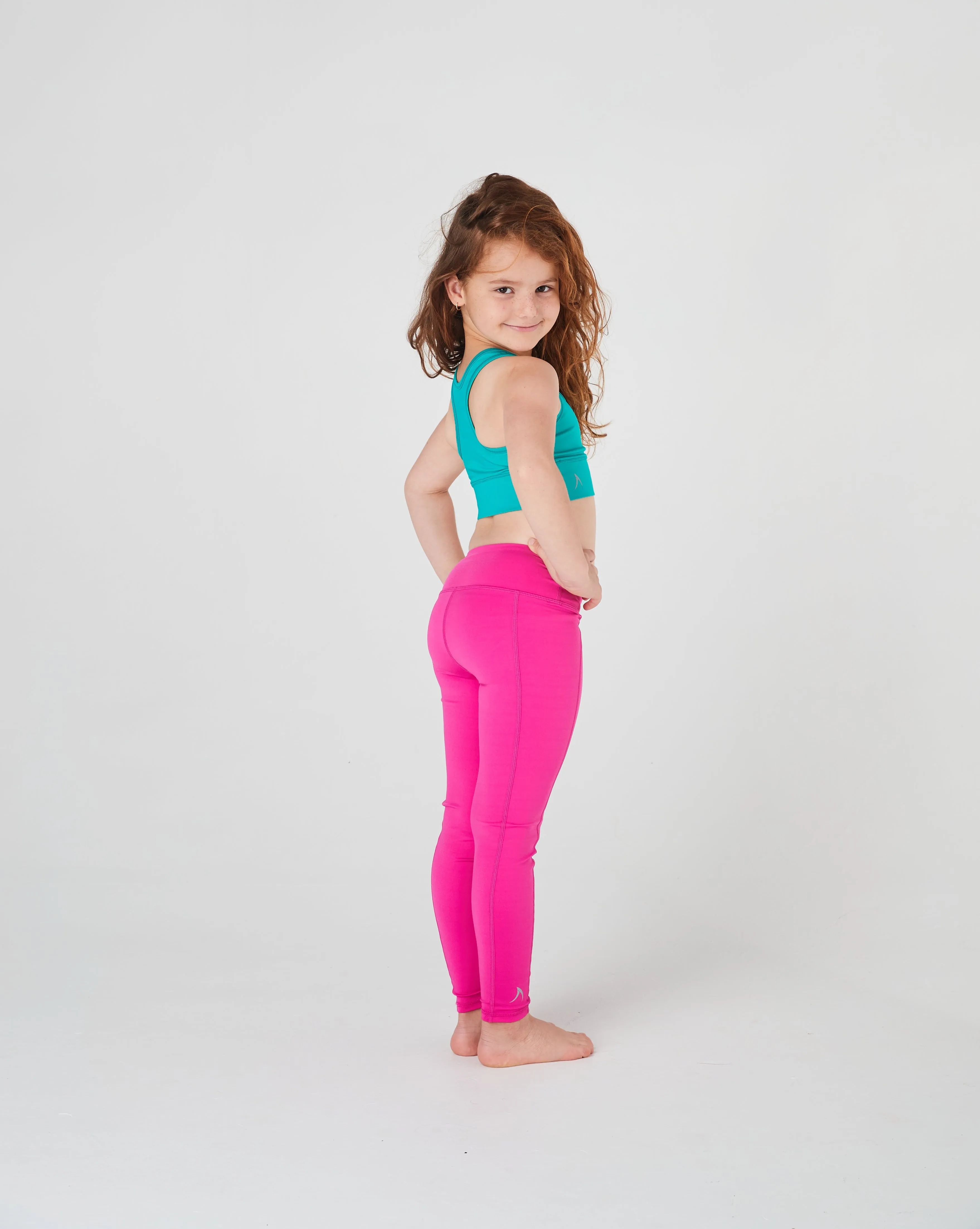Girls Magenta Pink Long Leggings