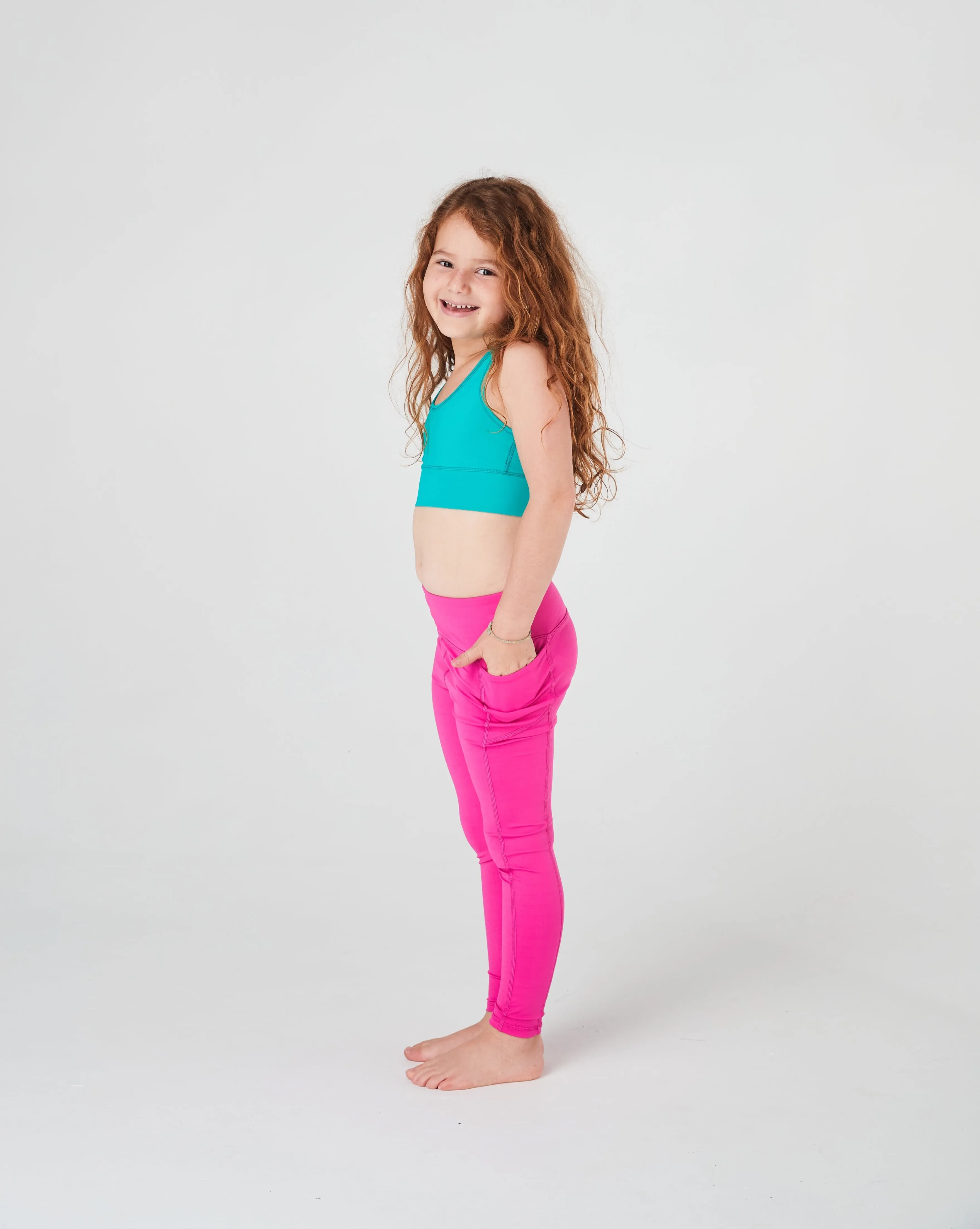 Girls Magenta Pink Long Leggings