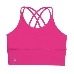 Girls Magenta Pink Pretty Cross Back Crop Top