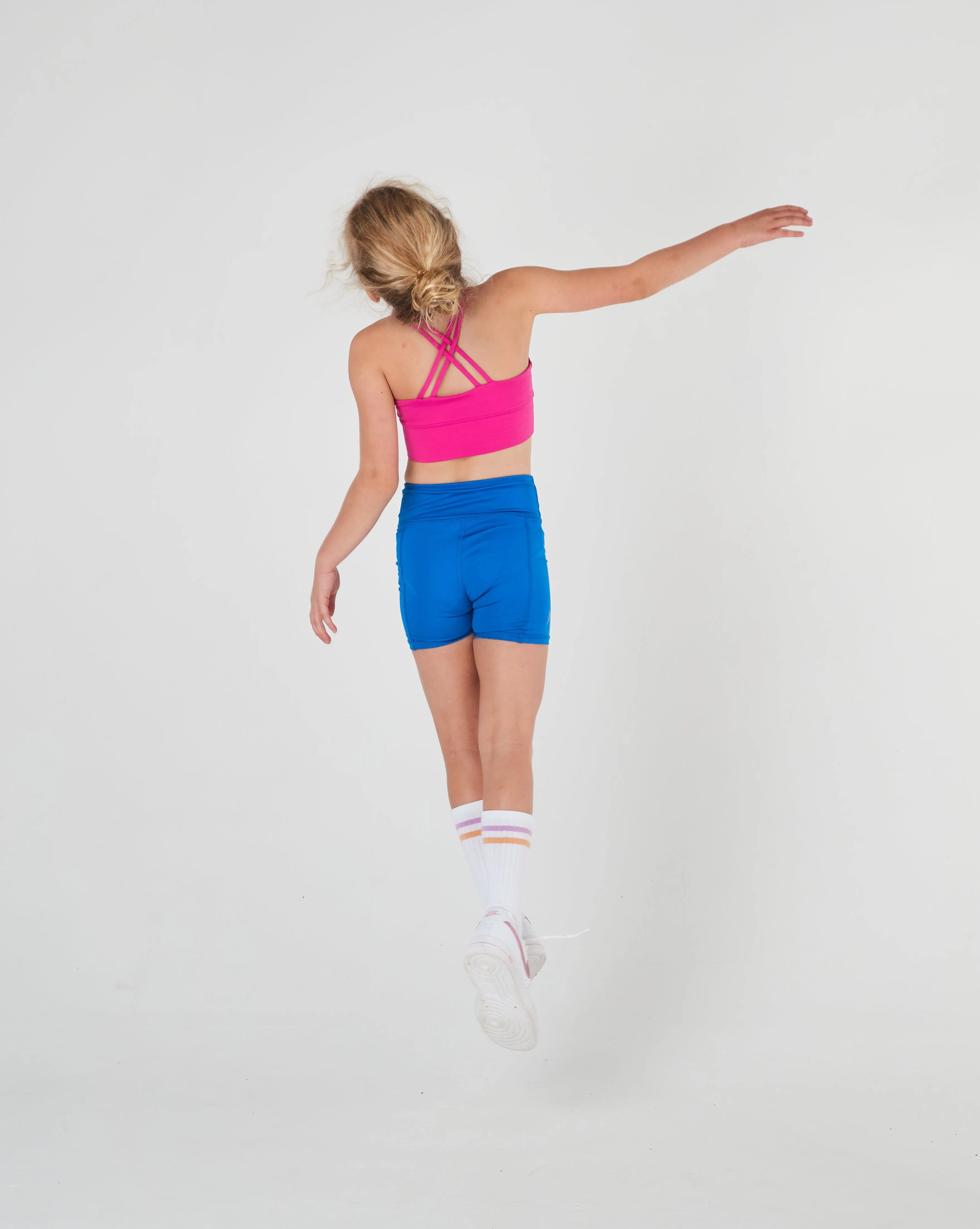 Girls Magenta Pink Pretty Cross Back Crop Top
