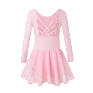 Girls Tank Ballet Leotard with Skirt: Butterfly Hollow Back Design Toddler Ballerina Dance Tutu Dress