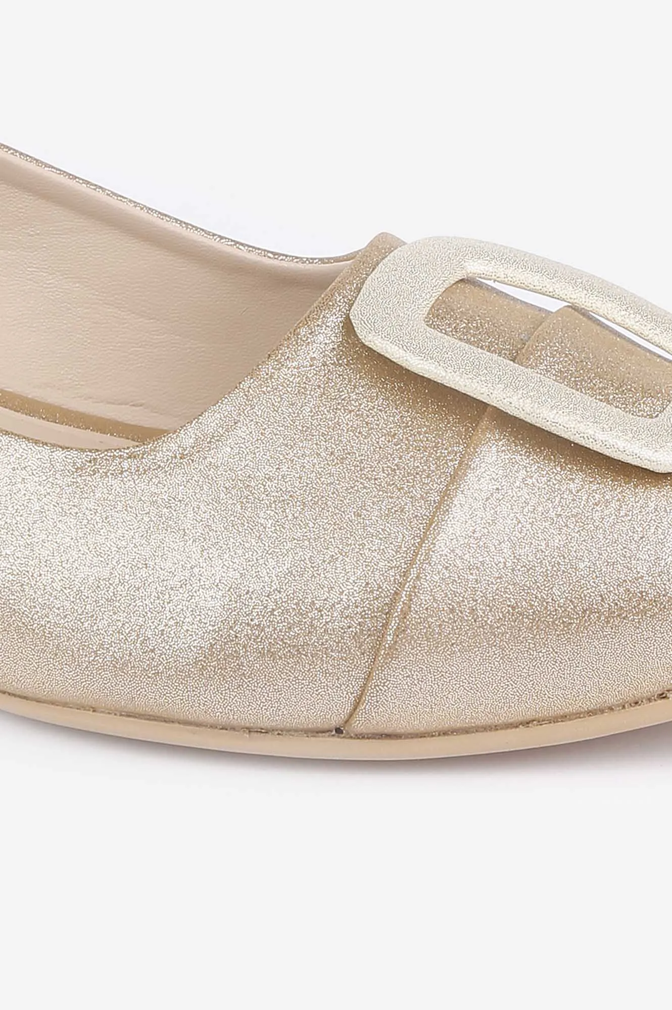 Gold Glitter Pointed Toe Textured Flat - ZTina