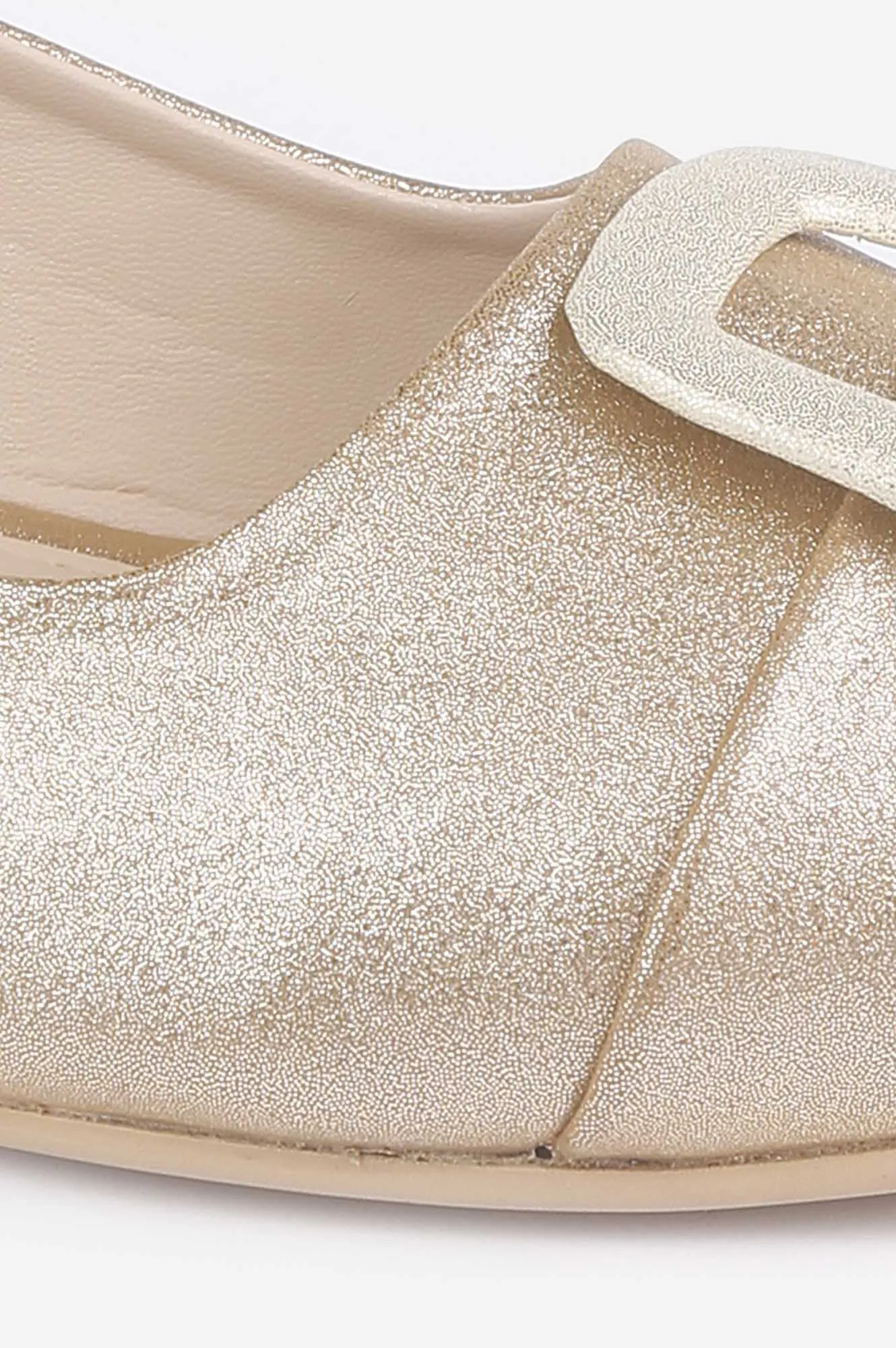 Gold Glitter Pointed Toe Textured Flat - ZTina