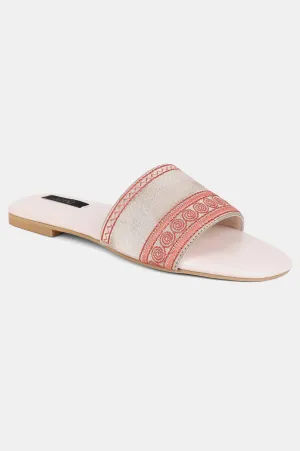 Gold Square Toe Embroidered Flat - ZDiana