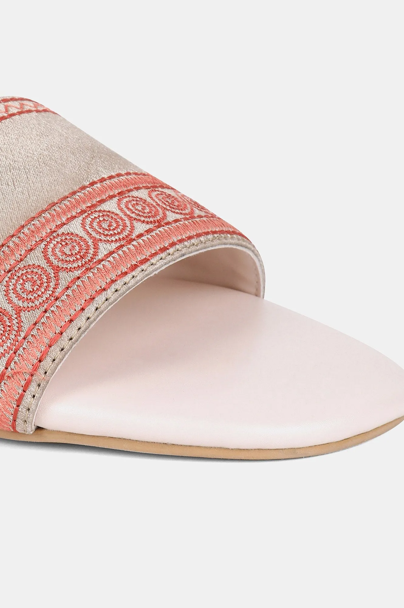 Gold Square Toe Embroidered Flat - ZDiana