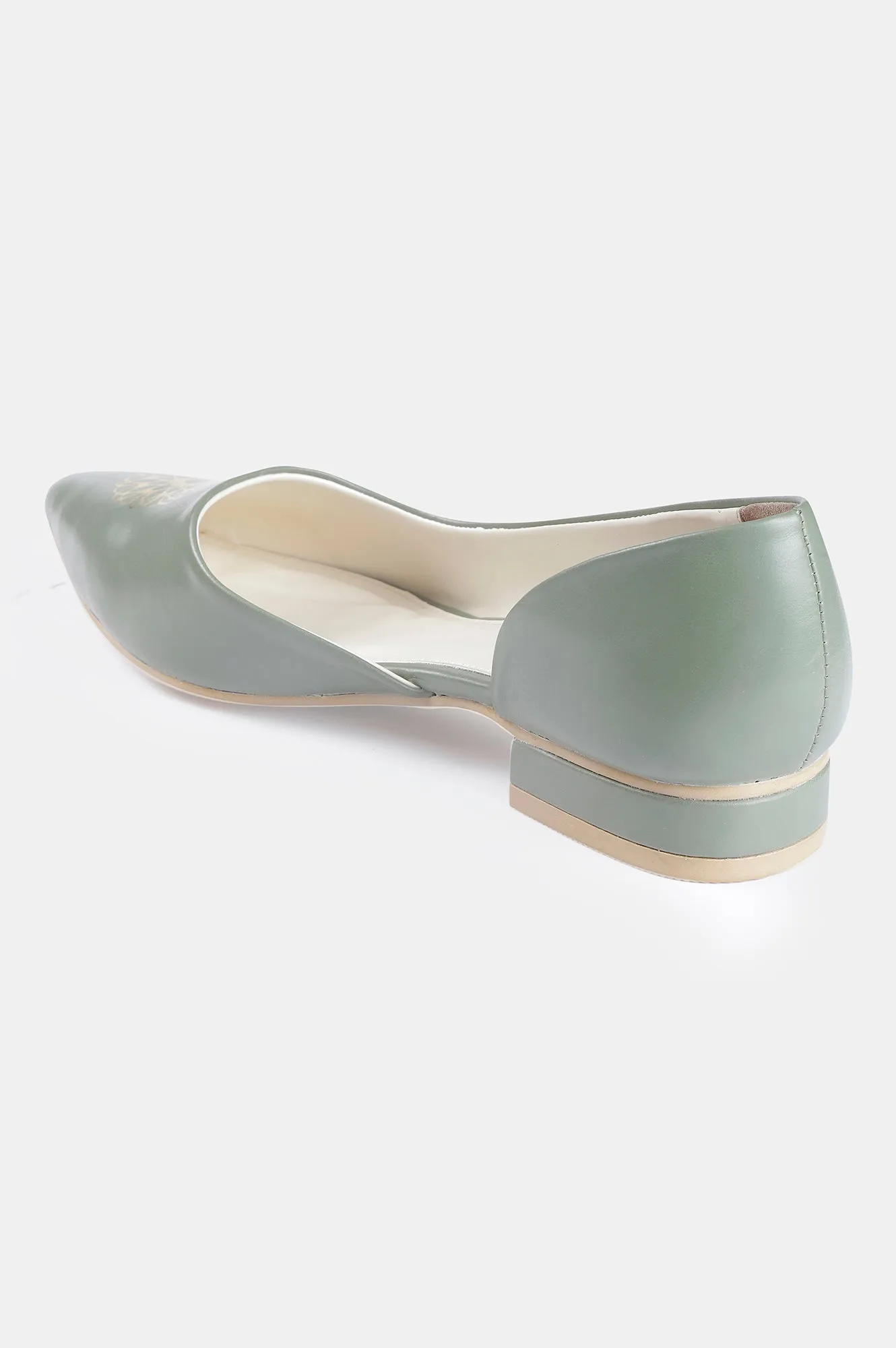 Green Pointed Toe Foil Print Flat - Zcharlyne
