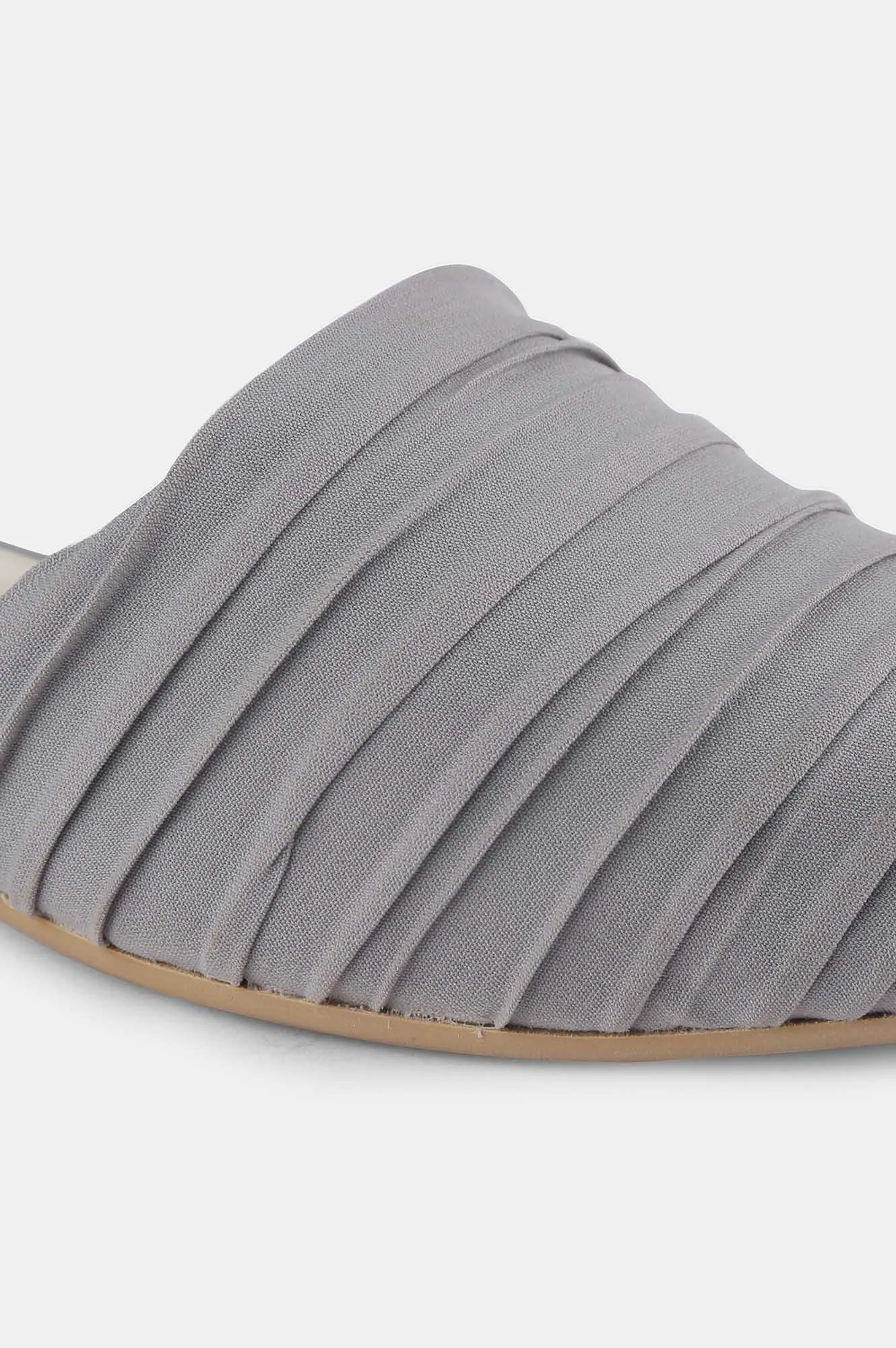 Grey Pointed Toe Striped Flat - ZBridget