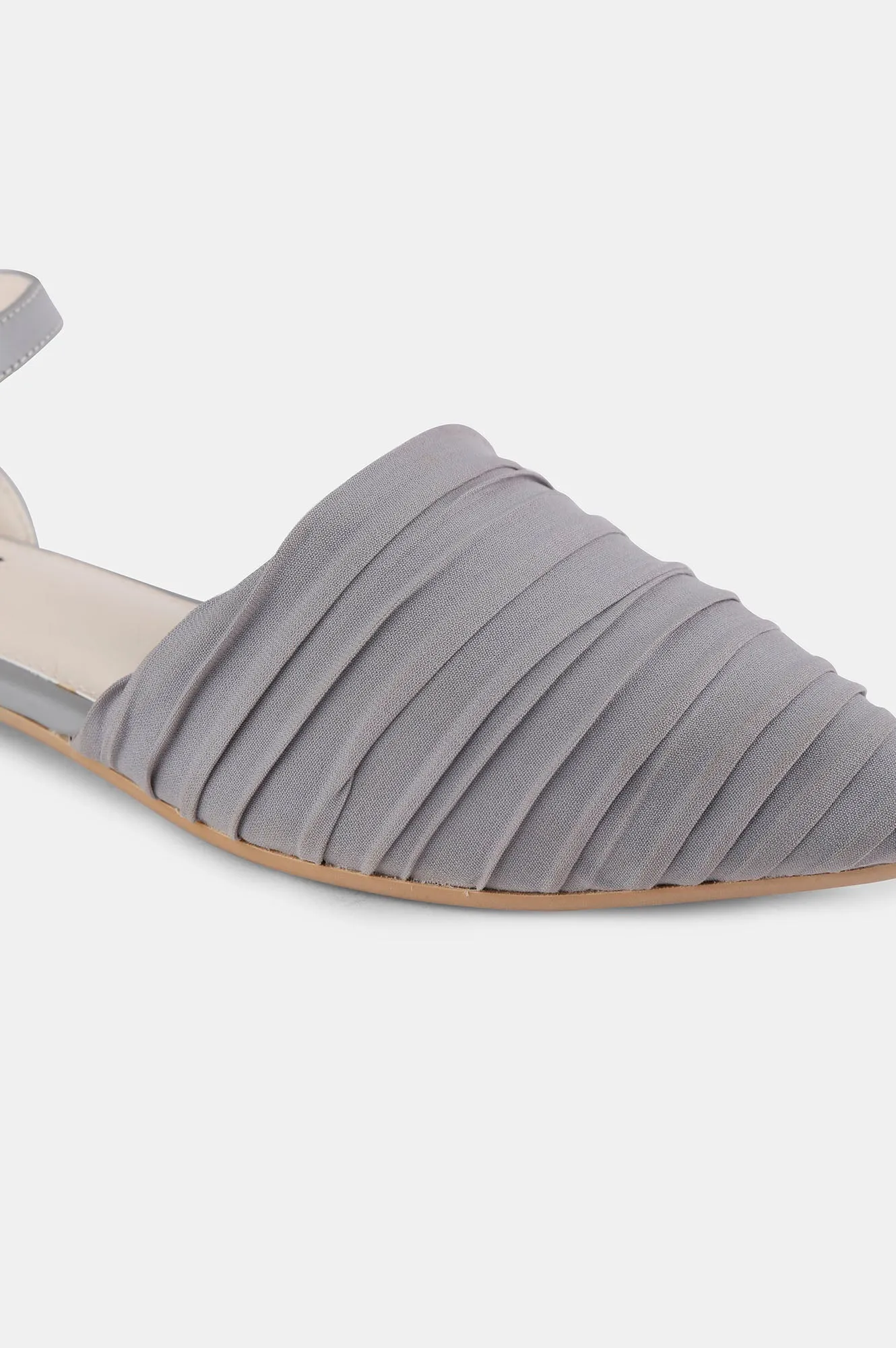 Grey Pointed Toe Striped Flat - ZBridget