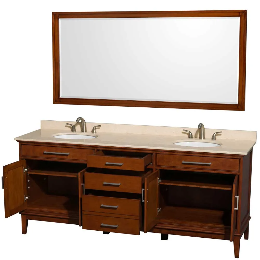 Hatton 80 Inch Double Bathroom Vanity in Light Chestnut