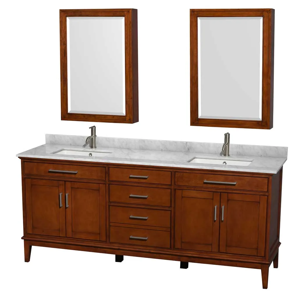 Hatton 80 Inch Double Bathroom Vanity in Light Chestnut