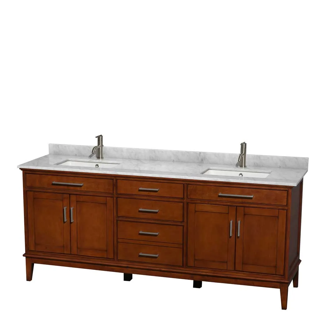 Hatton 80 Inch Double Bathroom Vanity in Light Chestnut