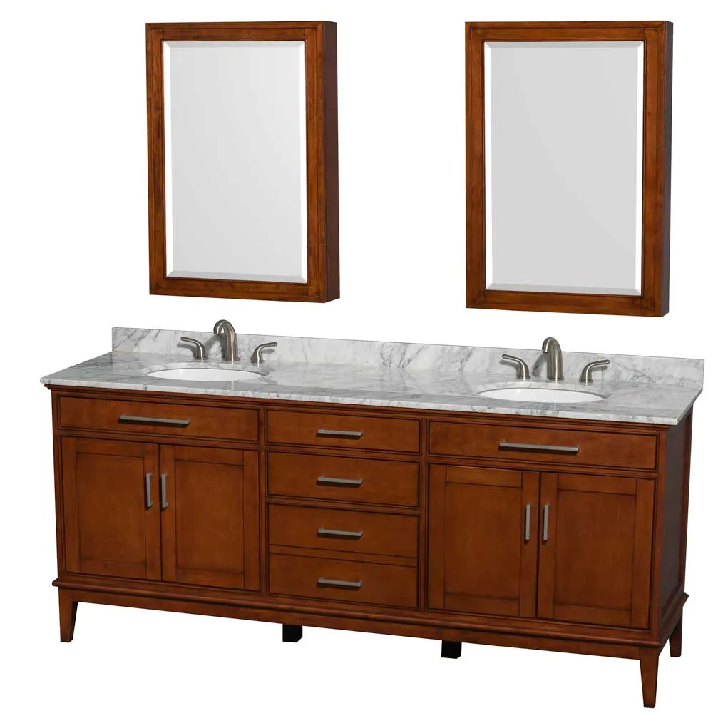 Hatton 80 Inch Double Bathroom Vanity in Light Chestnut