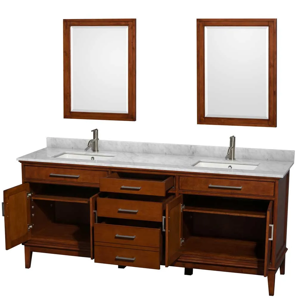 Hatton 80 Inch Double Bathroom Vanity in Light Chestnut