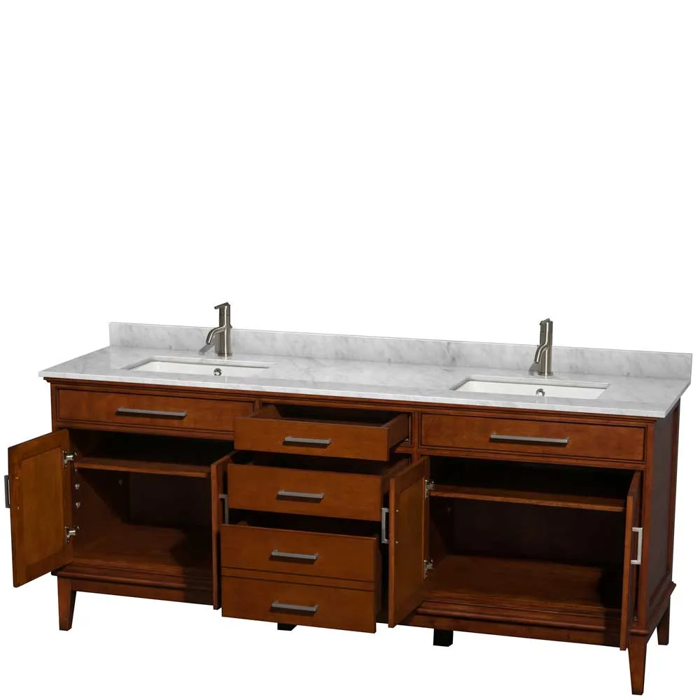 Hatton 80 Inch Double Bathroom Vanity in Light Chestnut