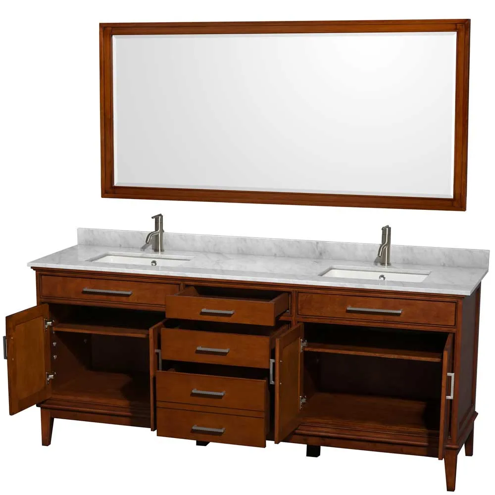 Hatton 80 Inch Double Bathroom Vanity in Light Chestnut