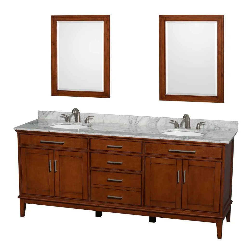 Hatton 80 Inch Double Bathroom Vanity in Light Chestnut