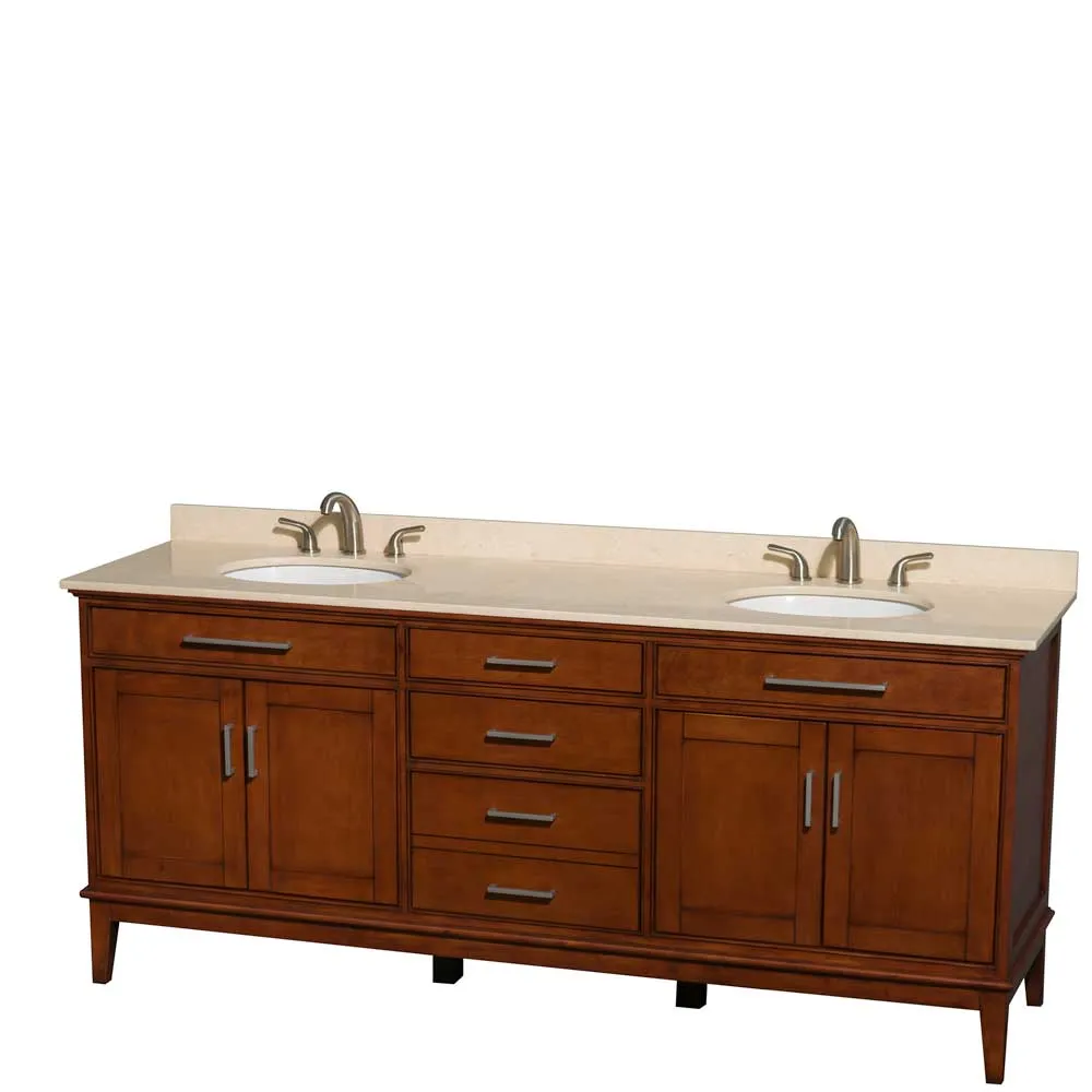 Hatton 80 Inch Double Bathroom Vanity in Light Chestnut