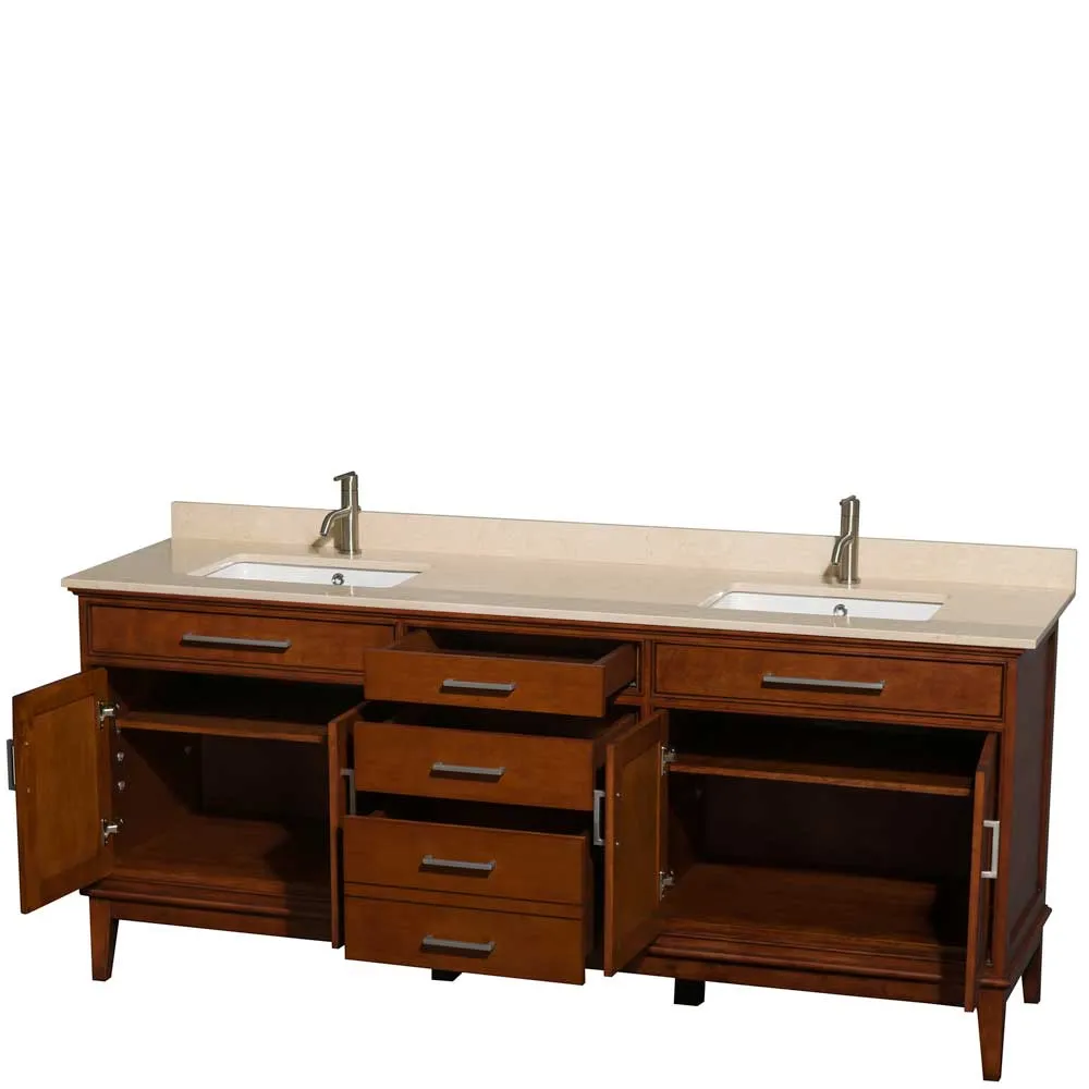 Hatton 80 Inch Double Bathroom Vanity in Light Chestnut